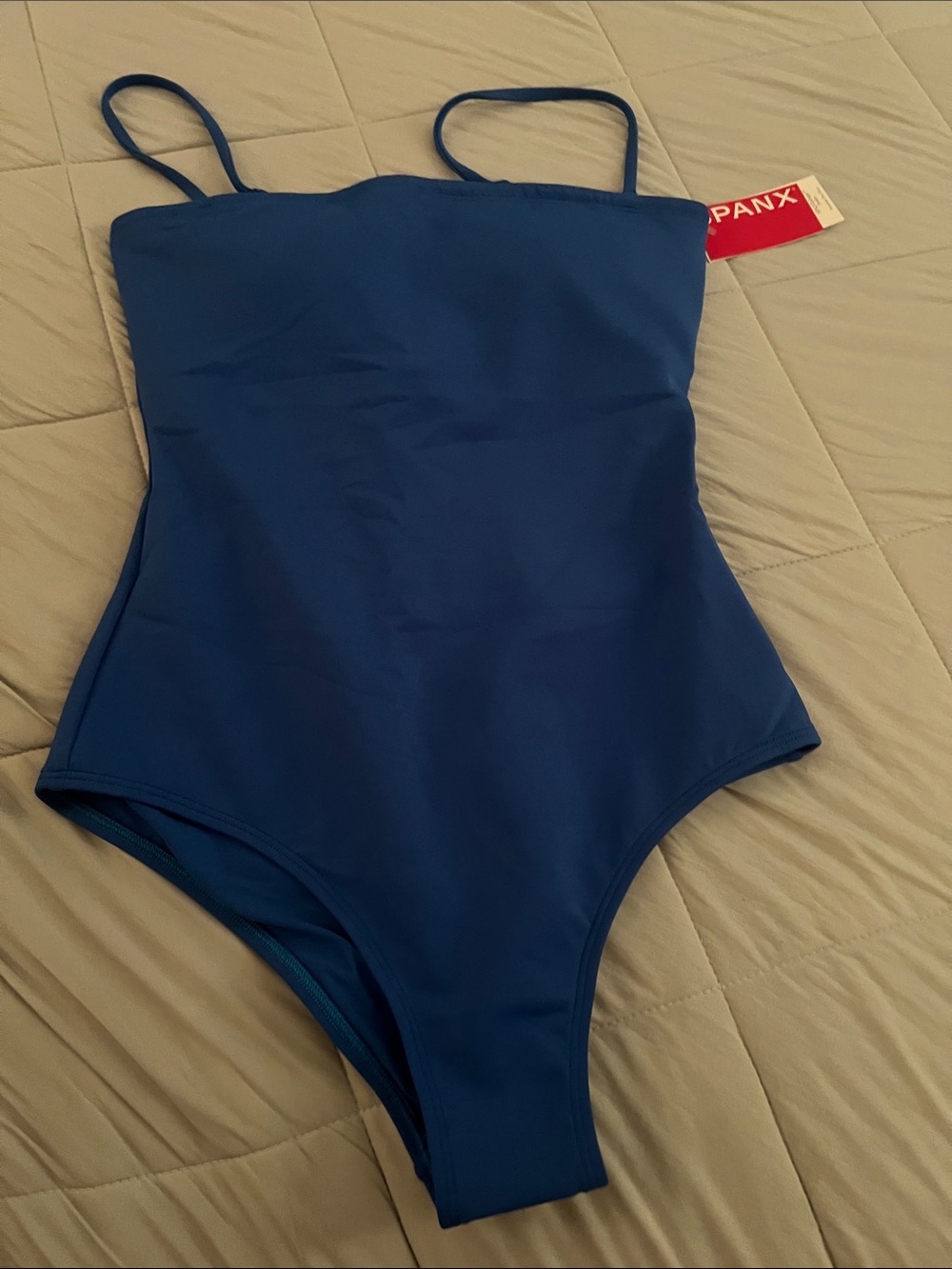 SPANX Solid Navy Blue One-Piece Swim